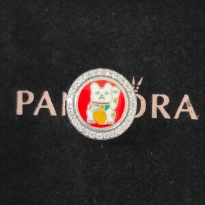 Pandora Lucky Cat Wealth Bead Double-sided Charm S925 Silver Bracelet Pendant